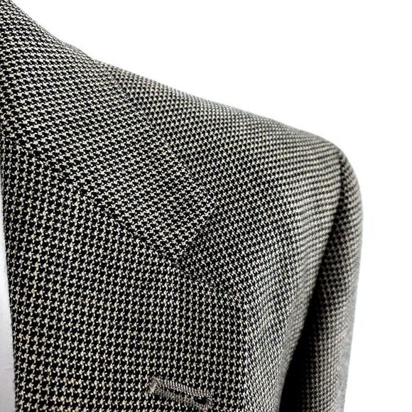 Austin Reed Heavy Textured Wool 2 Button Sport Coat 38R Black Tan Check - Picture 2 of 11